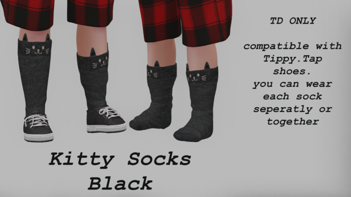 Little Moon Tots - Black Kitty Socks TD 