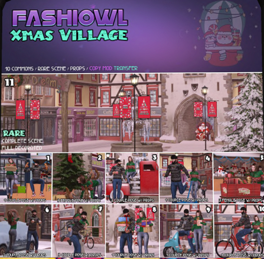 Fashiowl - Xmas Village Scene - RARE