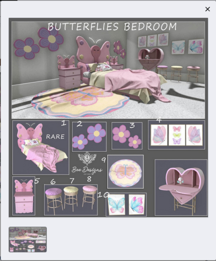 01 Bee Designs Butterflies Bedroom RARE