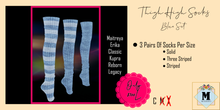 {M}THIGH HIGH SOCK SET - BLUE 