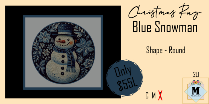 {M}Christmas Rug Round - Blue Snowman  