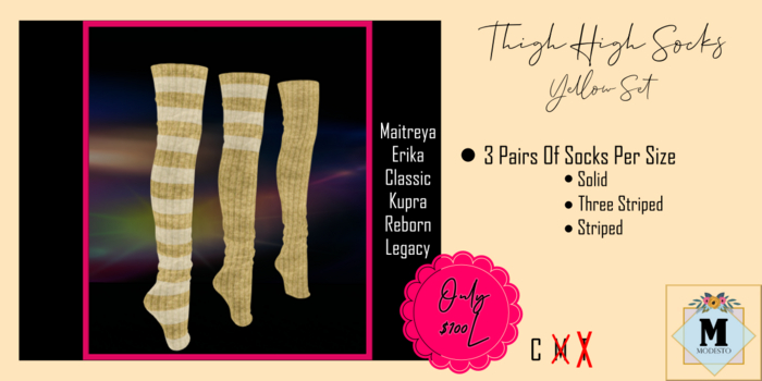 {M} THIGH HIGH SOCK SET - YELLOW 