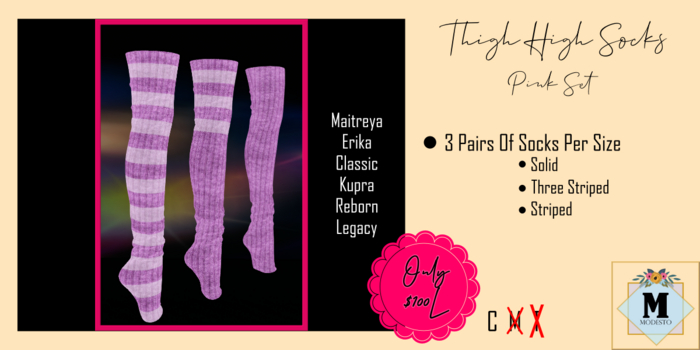 {M} THIGH HIGH SOCK SET - PINK 