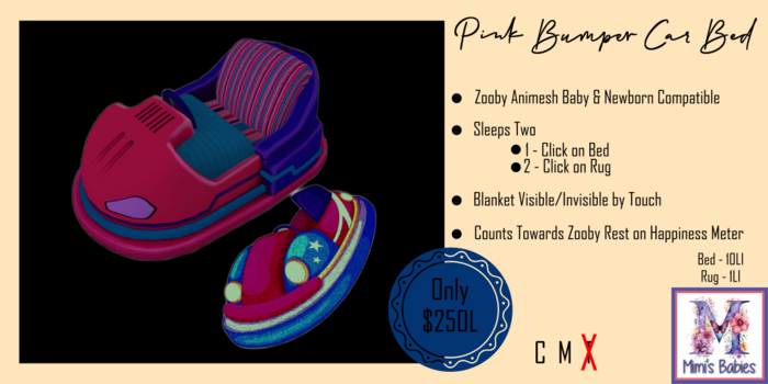 {M} Pink Bumper Car Zooby Double Bed Set 