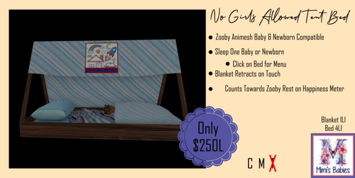 {M} No Girls Allowed Bed- ZOOBY ANIMESH NEWBORN