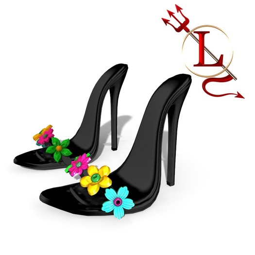 Black Flower Heels LARAX