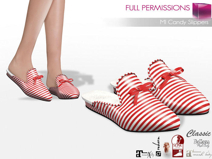 Full Perm Female Candy Slippers None Rigged and Rigged for Ebody Reborn and Legacy Maitreya 5.3 LaraX