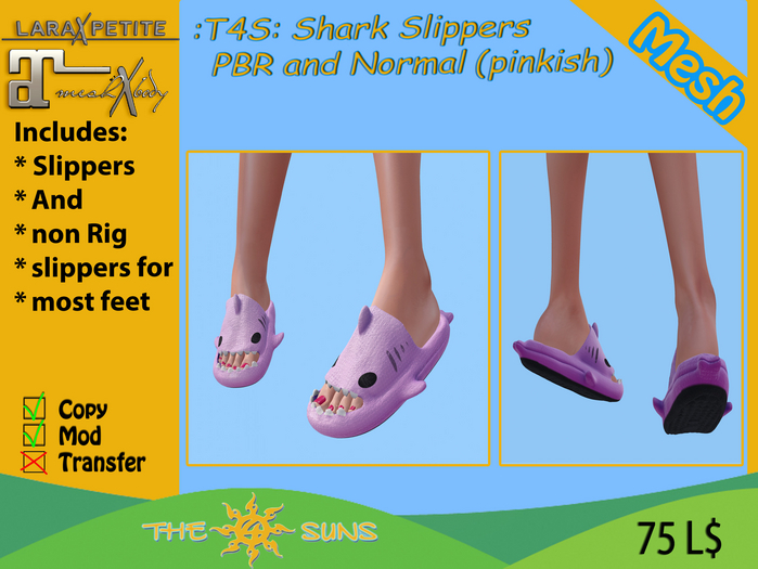 :T4S: Shark Slippers Pink