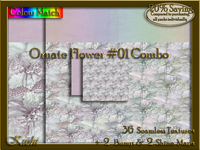 Ornate Flower #01 COMBO Seamless Texture Bundle