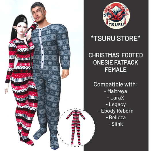 *Tsuru Store* Footed Onesie Female - Christmas