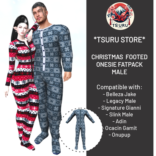 *Tsuru Store* Footed Onesie Male - Christmas