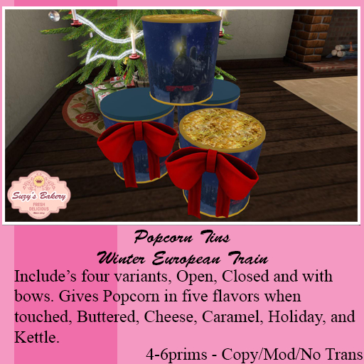 ~SB's*~ Popcorn Tin Dispenser-  Winter European Train