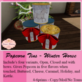 ~SB's*~ Popcorn Tin Dispenser - Winter Horse