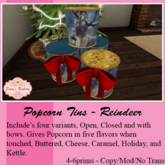 ~SB's*~ Popcorn Tin Dispenser - Reindeer