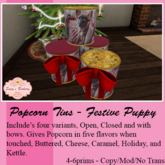 ~SB's*~ Popcorn Tin Dispenser - Festive Puppy