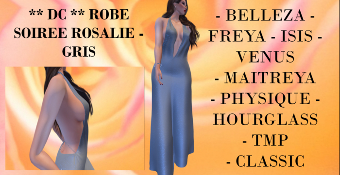 ** DC ** ROBE SOIREE ROSALIE- GRIS _ "UNPACKER /HUD"