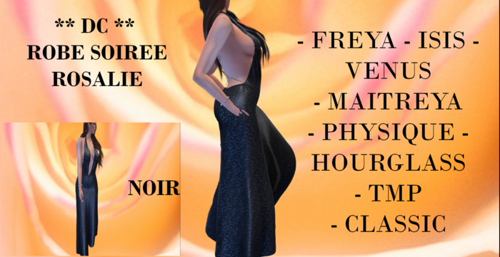 ** DC ** ROBE SOIREE ROSALIE _ BLACK  _ "UNPACKER /HUD"