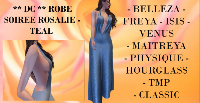** DC ** ROBE SOIREE ROSALIE - TEAL _ "UNPACKER /HUD"