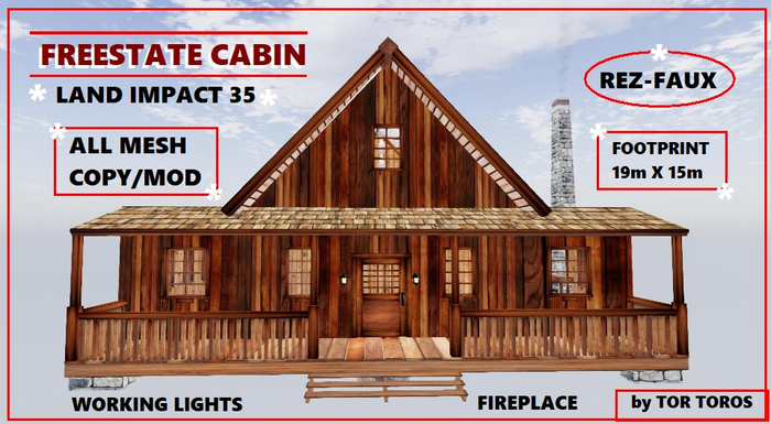 REZ-FAUX FREESTATE CABIN 35Li (Boxed) LOW PRIM HOUSE