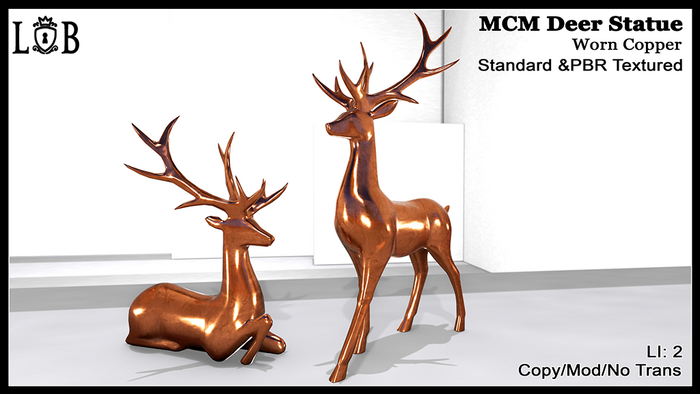 ~L:B~ MCM Deer Statue - Worn Copper (Boxed)
