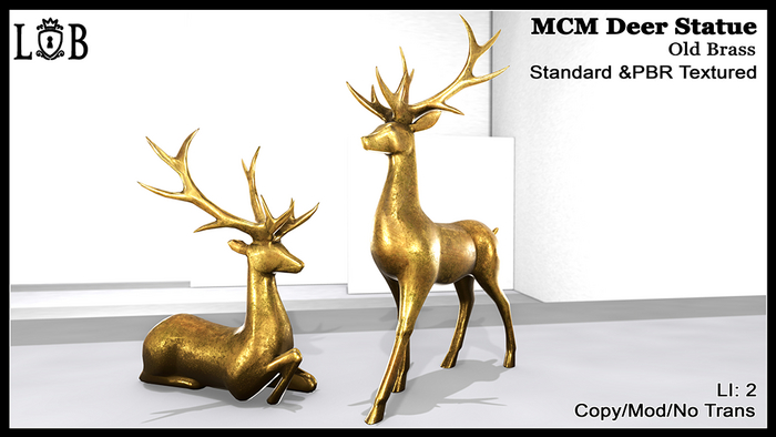 ~L:B~ MCM Deer Statue - Old Brass (Boxed)