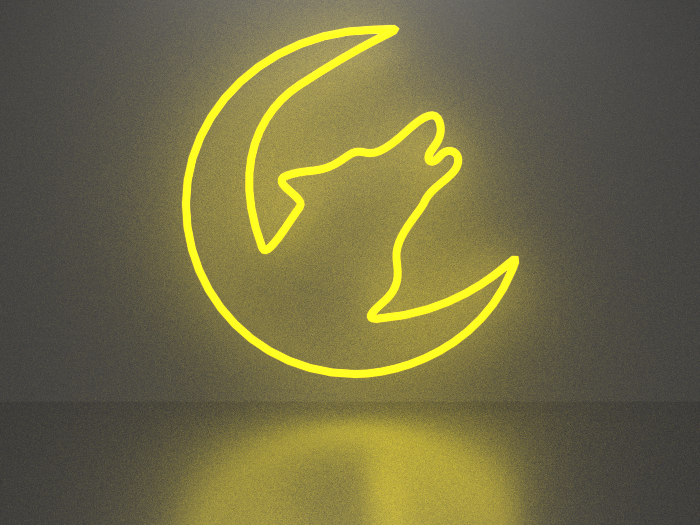 Wolf on the moon neon sign Full Permission
