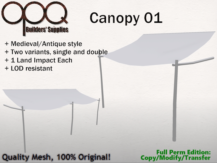 Medieval/Antique Style Single or Double Canopy - OPQ Canopy 01