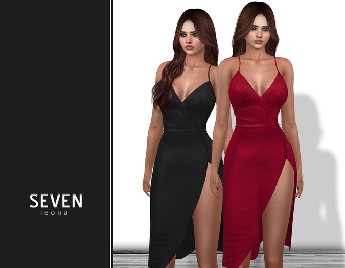 SEVEN - LEONA mesh DRESS (red - black)