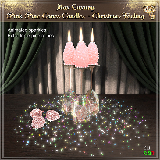 Max Luxury - Pink Pine Cones Candles - Christmas Feeling