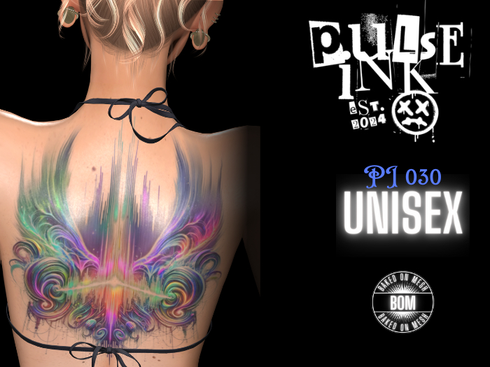 Pulse Ink – PI 030 – Unisex Abstract Back Tattoo (BOM)