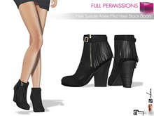 MI961312 MI Suede Ankle Mid Heel Black Boots