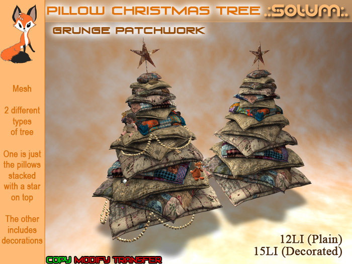 .:Solum:. Grunge Patchwork Pillow Christmas Tree (2 variations)