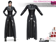 Full Perm Black Shiny Latex Long Coat For Maitreya 5.3 LaraX Ebody Reborn Legacy Belleza Slink Tonic Classic