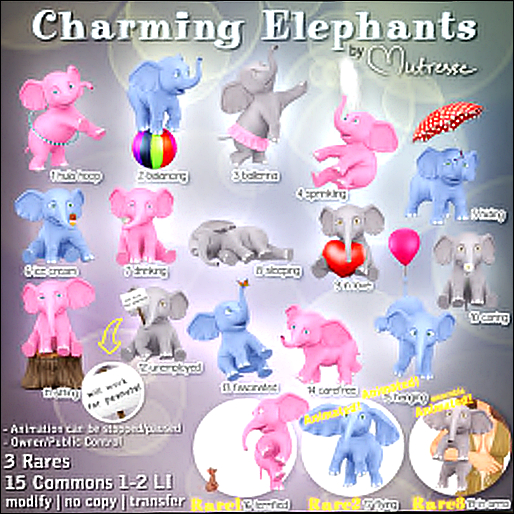 16-Mutresse-Terrified-Charming Elephants RARE 1