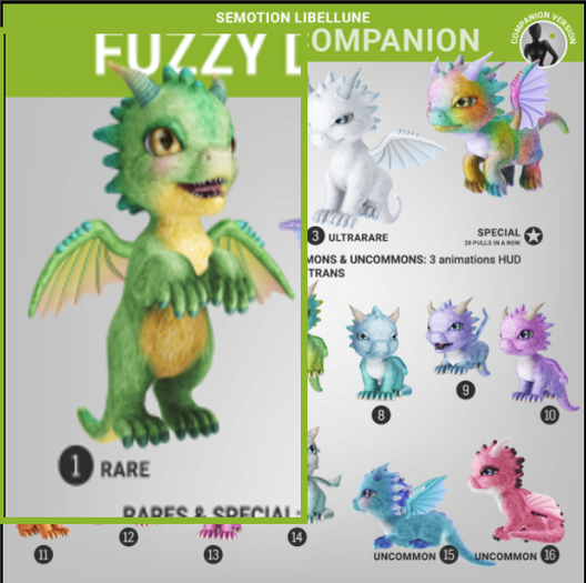 SEmotion Libellune Fuzzy Dragon XS Companion RARE 01