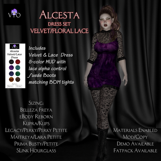 ViO Alcesta Dress Velvet/Lace Pack