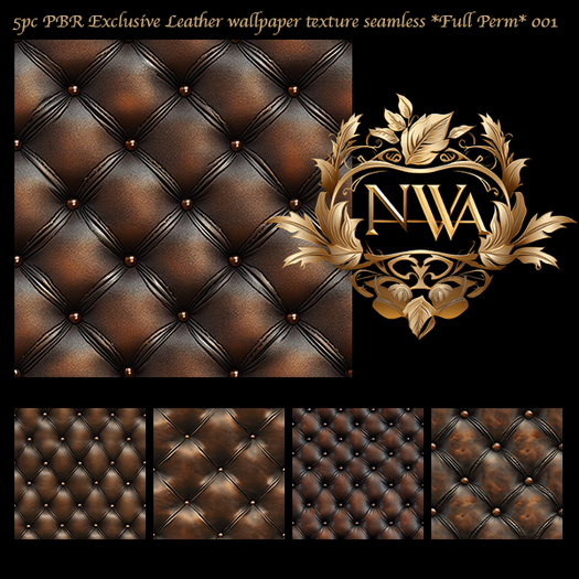 5pc PBR Exclusive Leather wallpaper texture seamless *Full Perm* 001