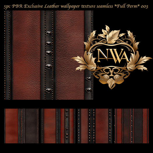5pc PBR Exclusive Leather wallpaper texture seamless *Full Perm* 003