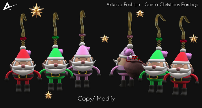 Akikazu Fashion - Santa Christmas Earrings Fatpack