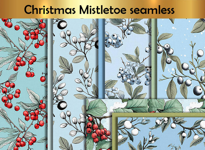 Christmas Mistletoe  seamless A