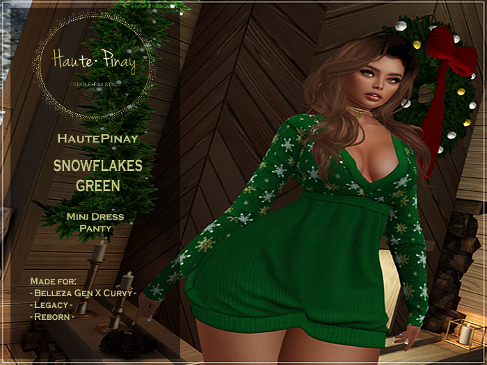 = HOLIDAY FASHIONS = VIOLETA - SNOWFLAKES GREEN