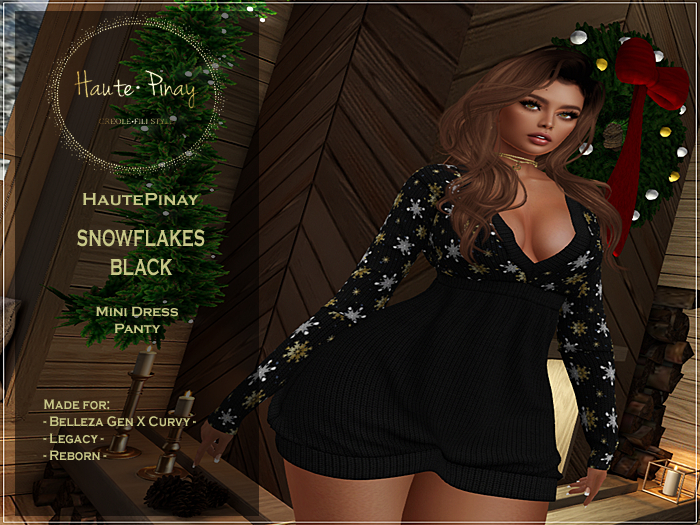 = HOLIDAY FASHIONS = VIOLETA - SNOWFLAKES BLACK