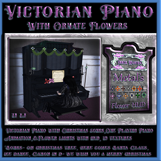 +Inner Mantra+ Victorian Christmas Piano & flower HUD   { box}