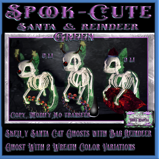 +Inner Mantra+ Spook Cute Santa & reindeer ghost  Green{ box}
