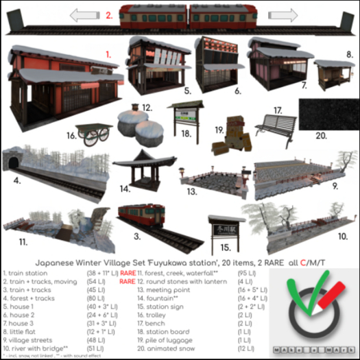 1. MAke a MArk - Winter Village Set: train station RARE