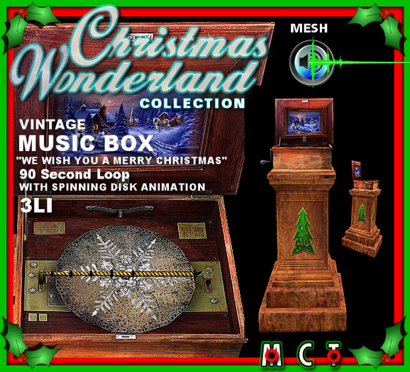 Vintage Cristmas Music Box WE WISH YOU A MERRY CHRISTMAS