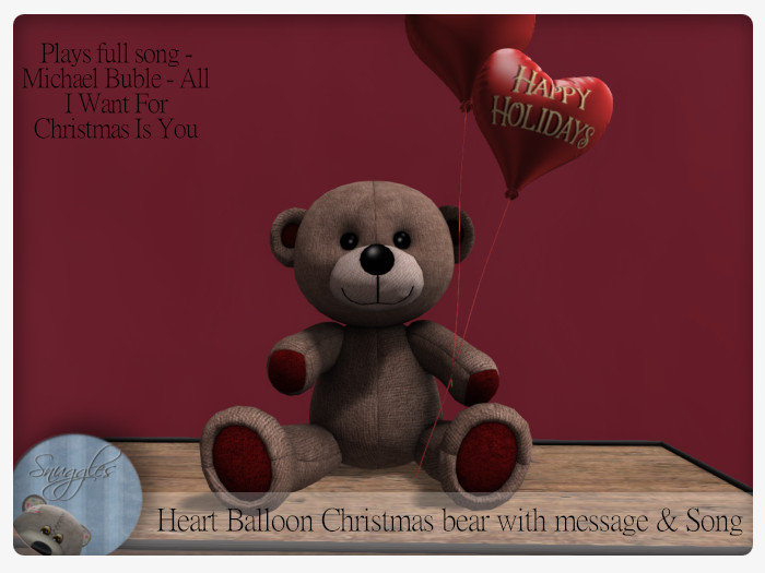 Heart Balloon Christmas bear with message & Song