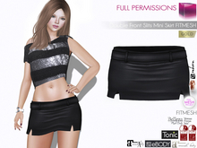 MI961319 Double Front Slits Mini Skirt with Belt Fitmesh