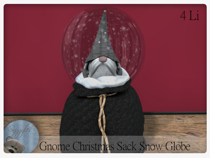 Gnome Christmas Sack Snow Globe [grey] By Snuggles