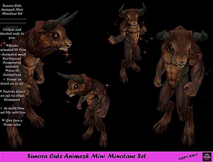 Sunora Cute Animesh Mini Minotaur Set